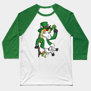 Lucky Irish Unicorn Leprechaun St Patrick's Day Heel Click Baseball T-Shirt